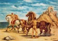 chevaux avec des cavaliers Giorgio de Chirico surréalisme métaphysique